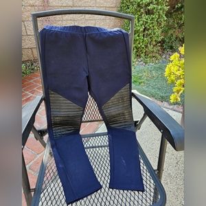 PIERRE BALMAIN Women's Moto Leggings Tight Dark Navy Mid Rise Mesh Yoga